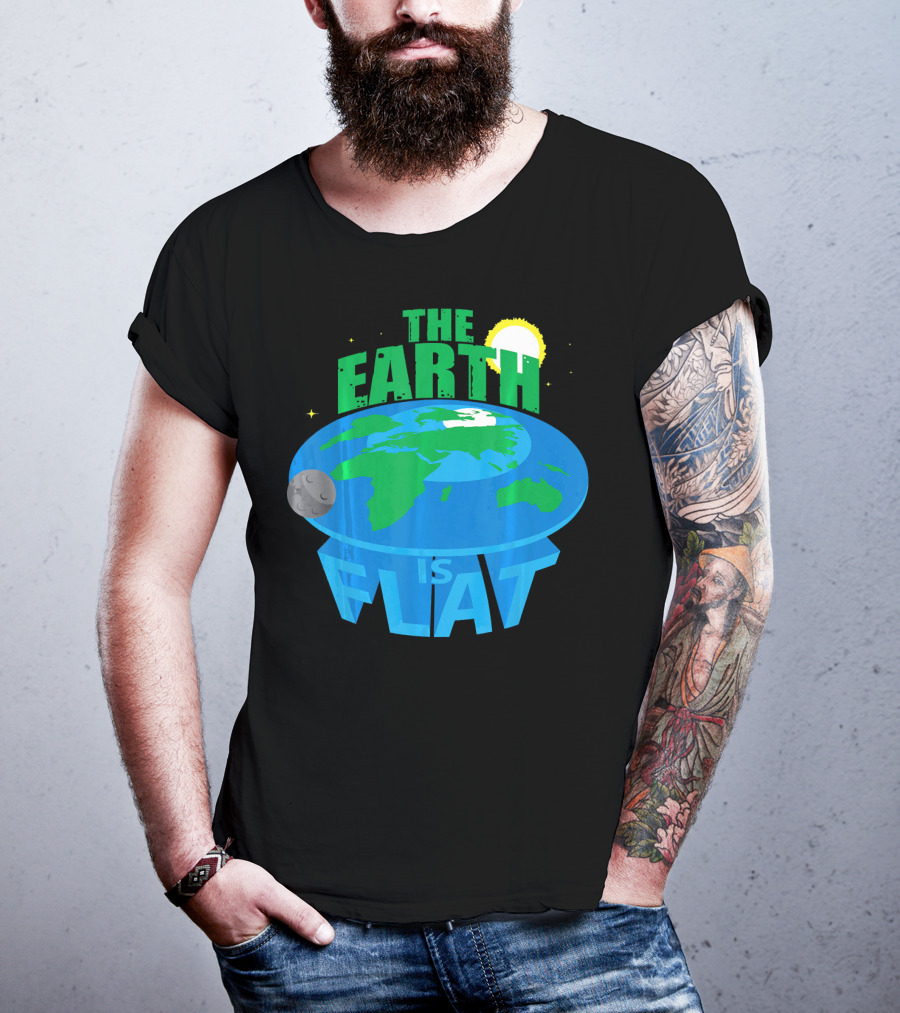 The Earth Is Flat Moon Sun Stars T-Shirt