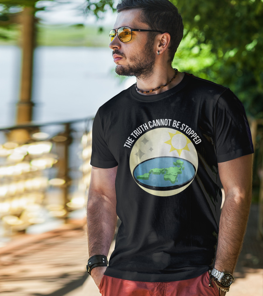 The Truth Cannot Be Stopped Flat Earth Sun And Stars T-Shirt