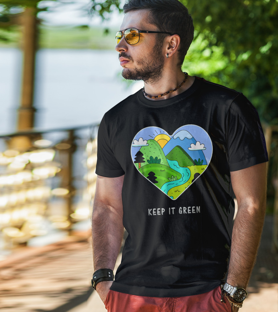Keep It Green Heart Landscape Nature Scene T-Shirt