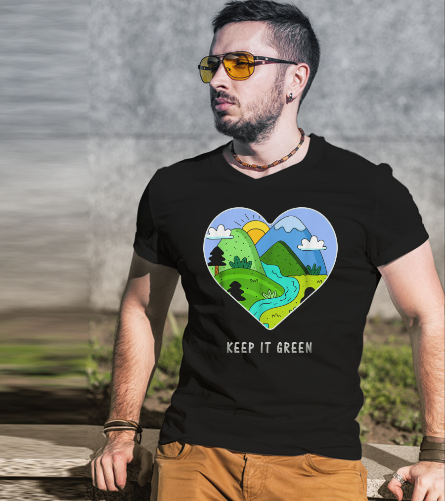 Keep It Green Heart Landscape Nature Scene T-Shirt
