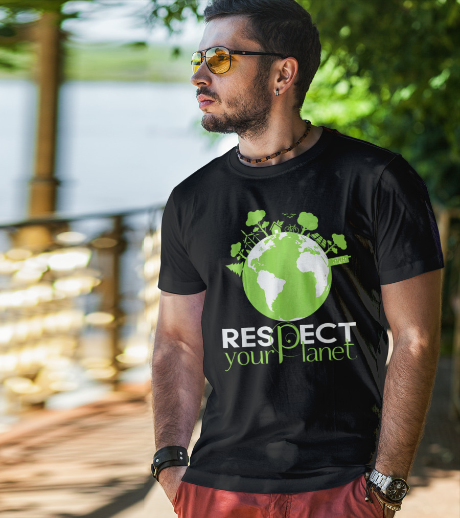 Respect Your Planet Earth Day Green Eco Symbols T-Shirt