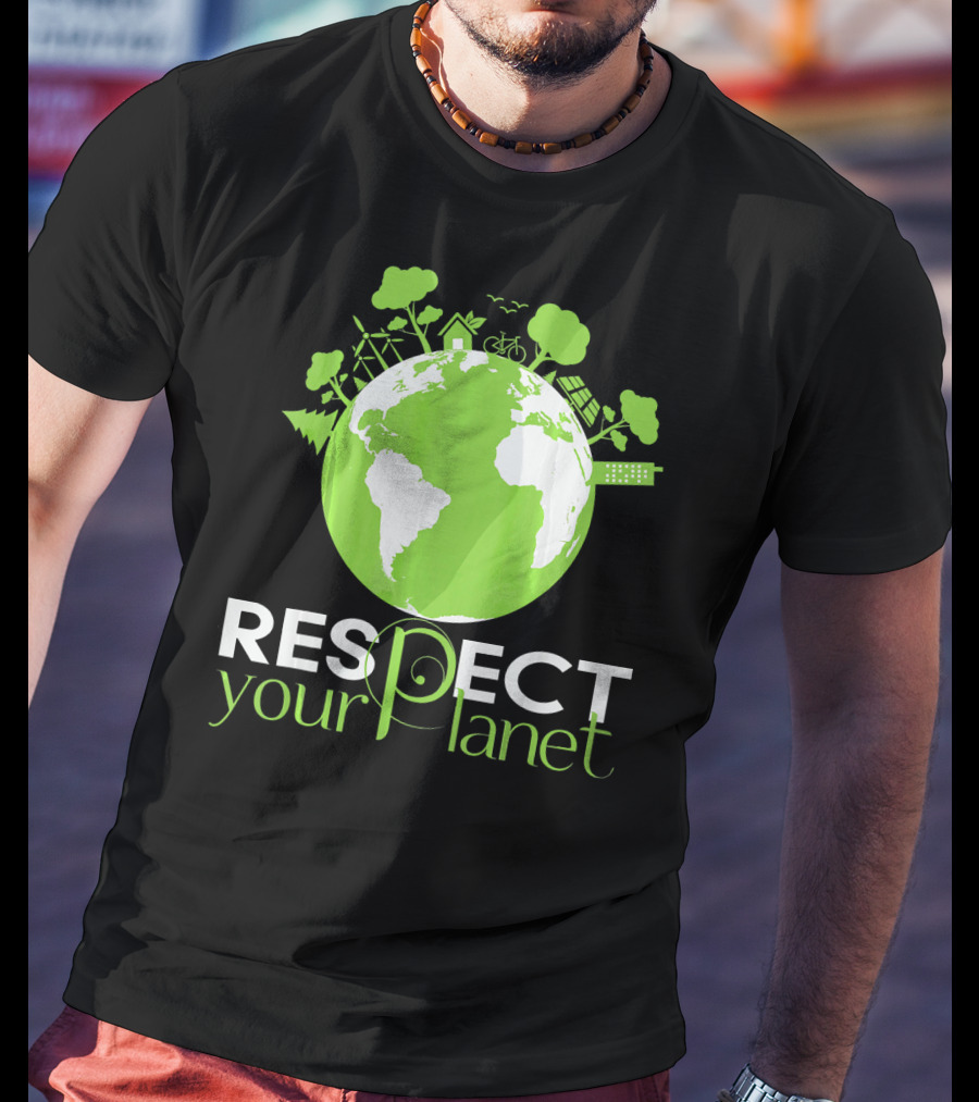 Respect Your Planet Earth Day Green Eco Symbols T-Shirt