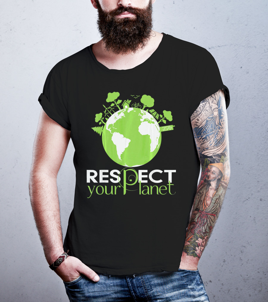 Respect Your Planet Earth Day Green Eco Symbols T-Shirt