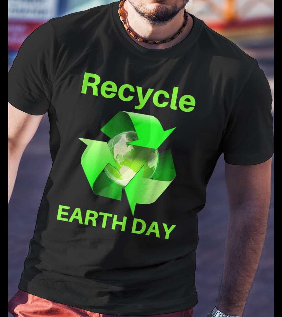Recycle Earth Day Green Arrows Globe T-Shirt