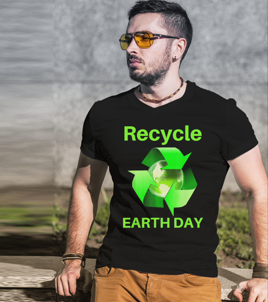 Recycle Earth Day Green Arrows Globe T-Shirt