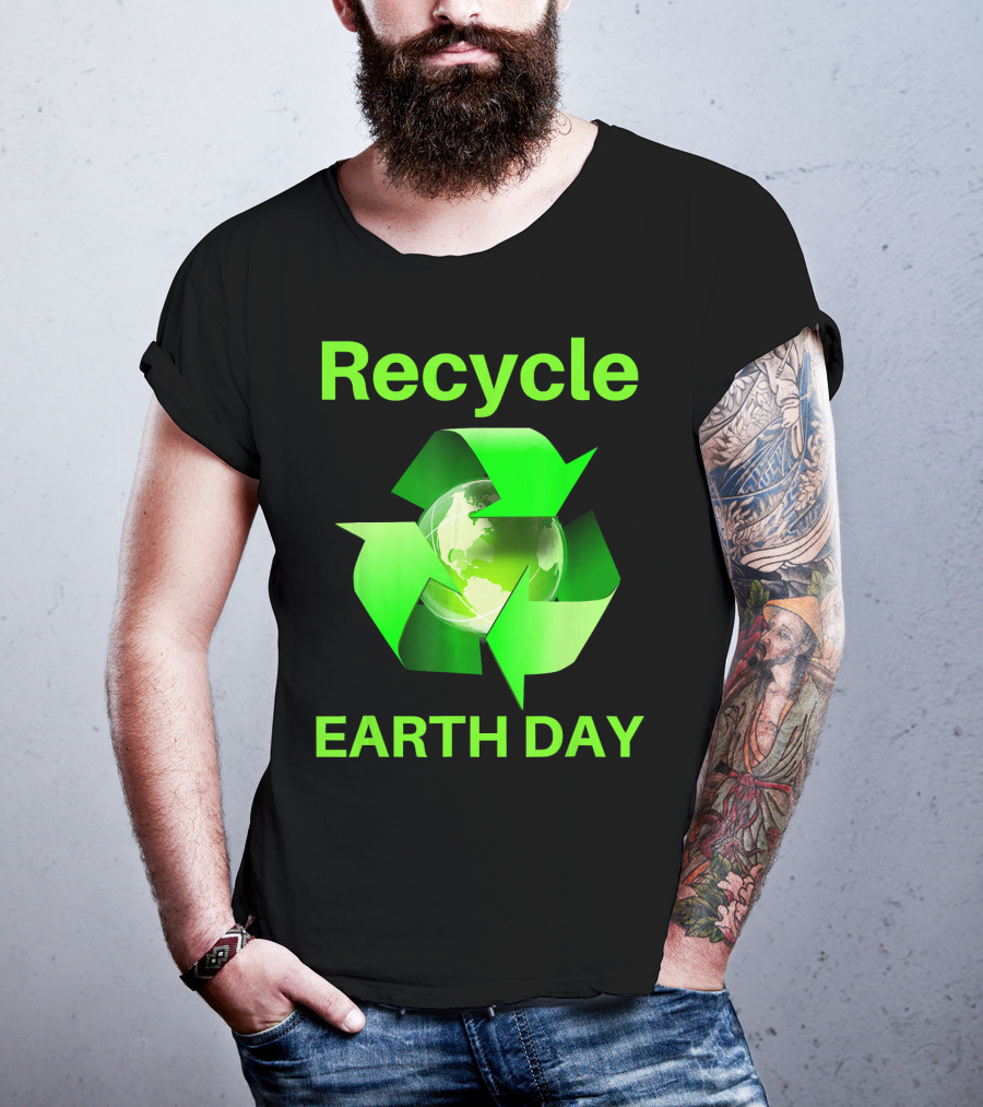 Recycle Earth Day Green Arrows Globe T-Shirt