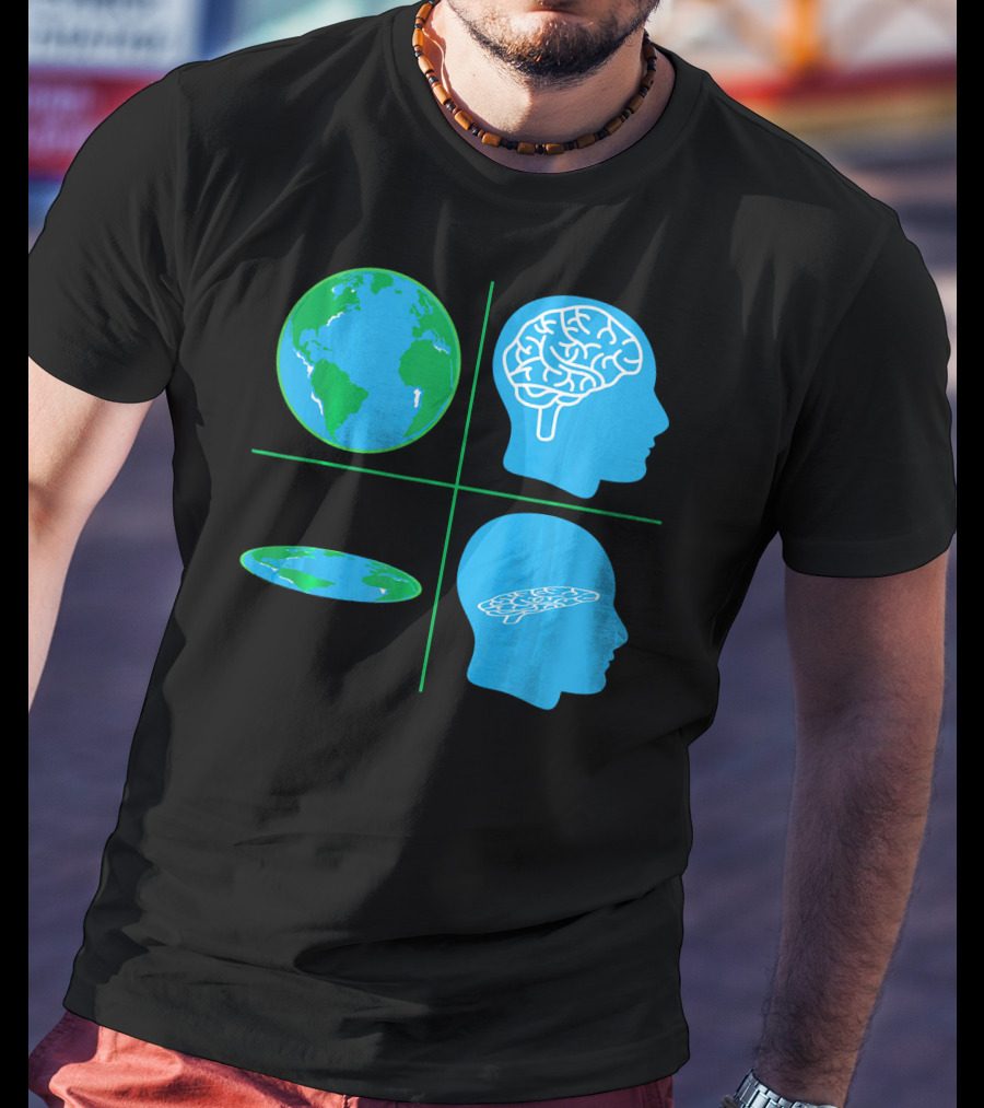 Flat Earth Society Flat Brain Memes Globes And Brain Flatheads T-Shirt