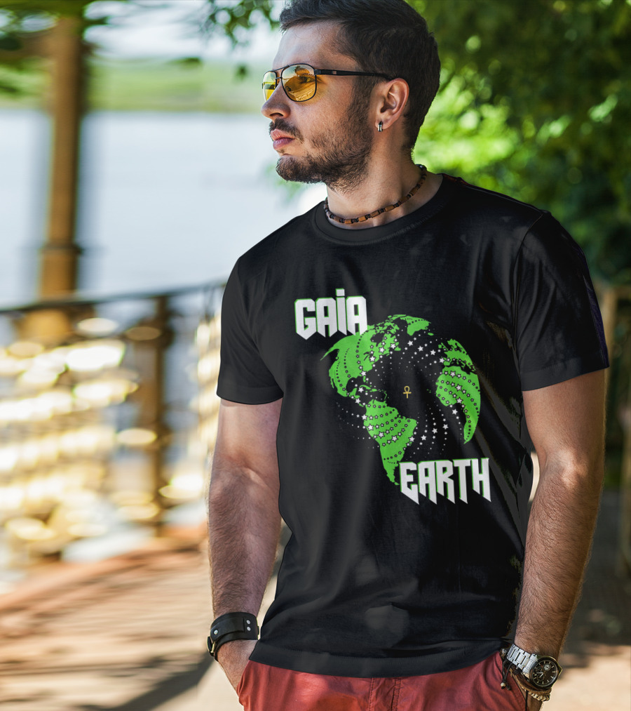 Gaia Earth Ankh Starry Globe T-Shirt