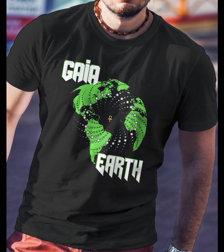 Gaia Earth Ankh Starry Globe T-Shirt