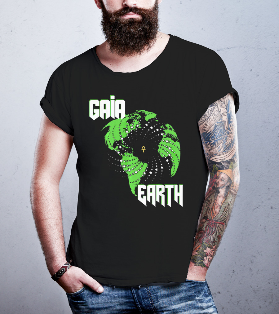 Gaia Earth Ankh Starry Globe T-Shirt