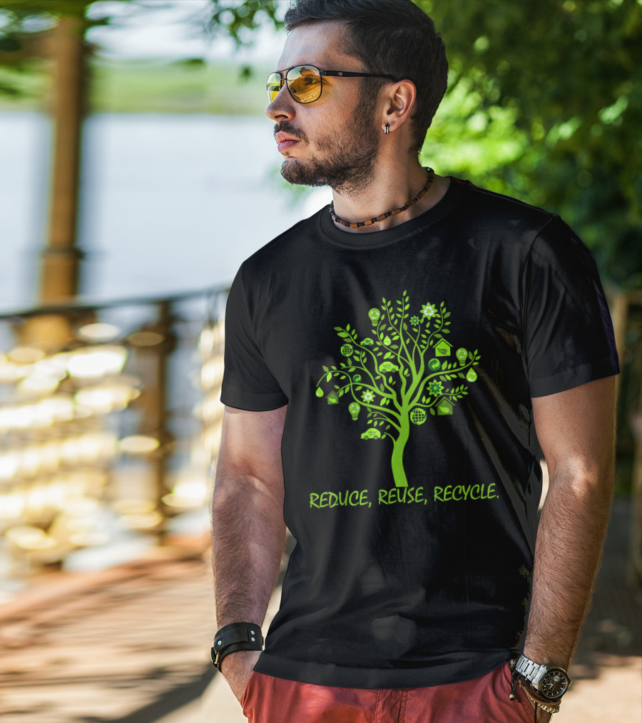 Reduce Reuse Recycle Earth Day Tree With Eco Icons T-Shirt