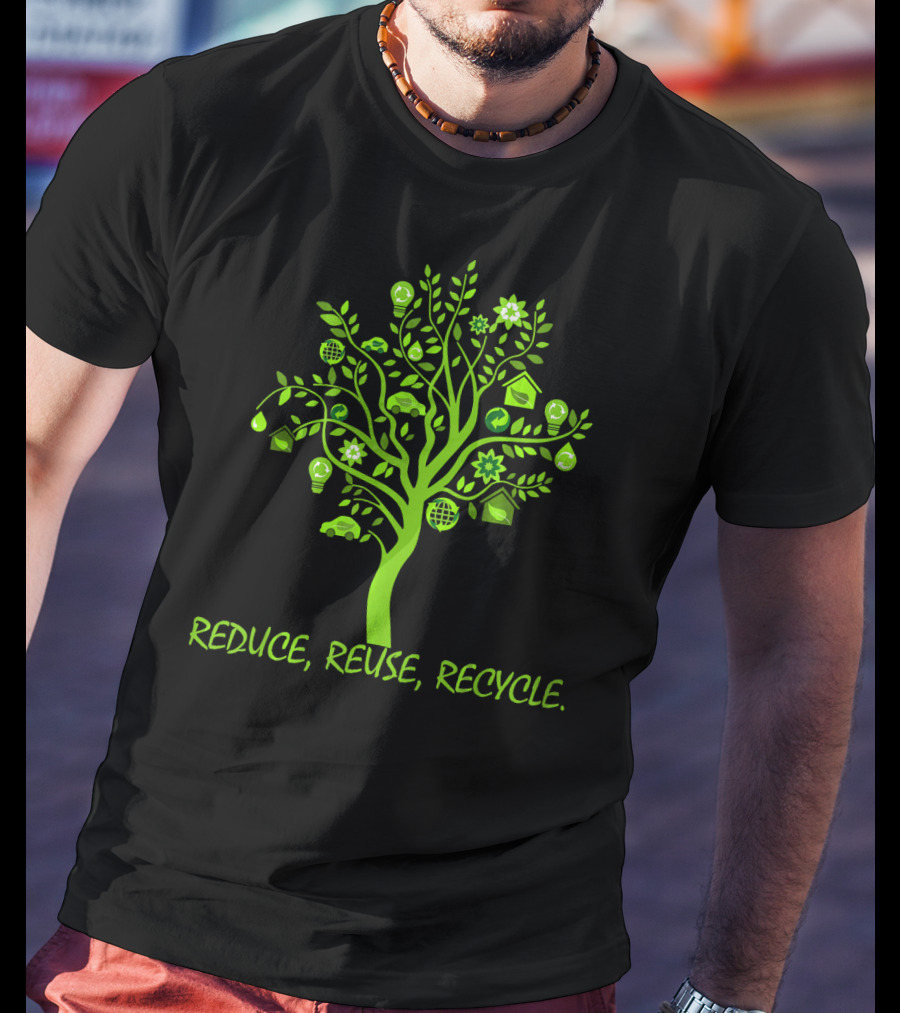 Reduce Reuse Recycle Earth Day Tree With Eco Icons T-Shirt