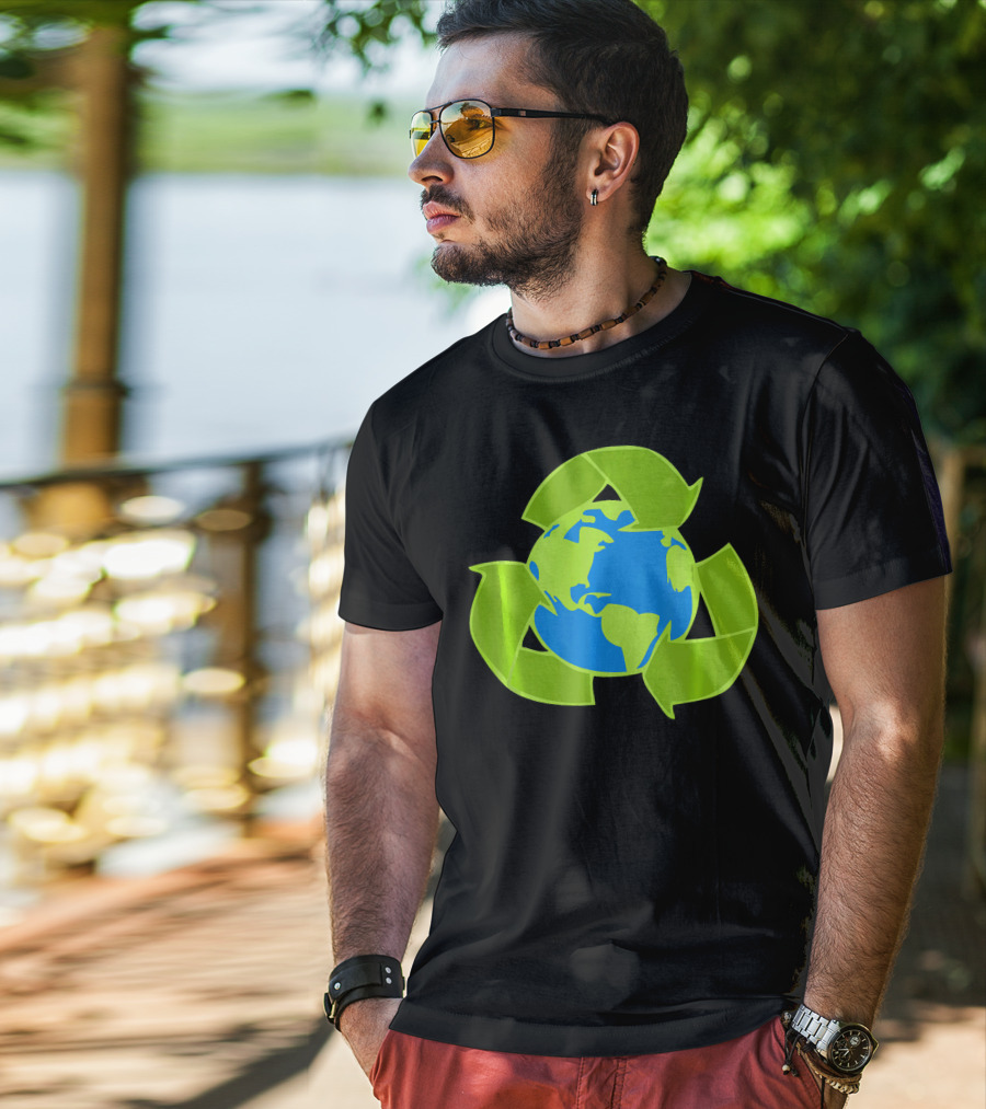 Planet Earth Recycle Symbol Env Eco-Friendly T-Shirt