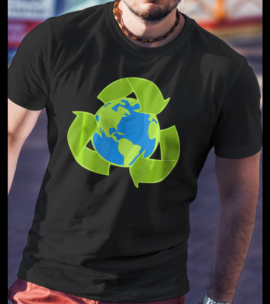 Planet Earth Recycle Symbol Env Eco-Friendly T-Shirt