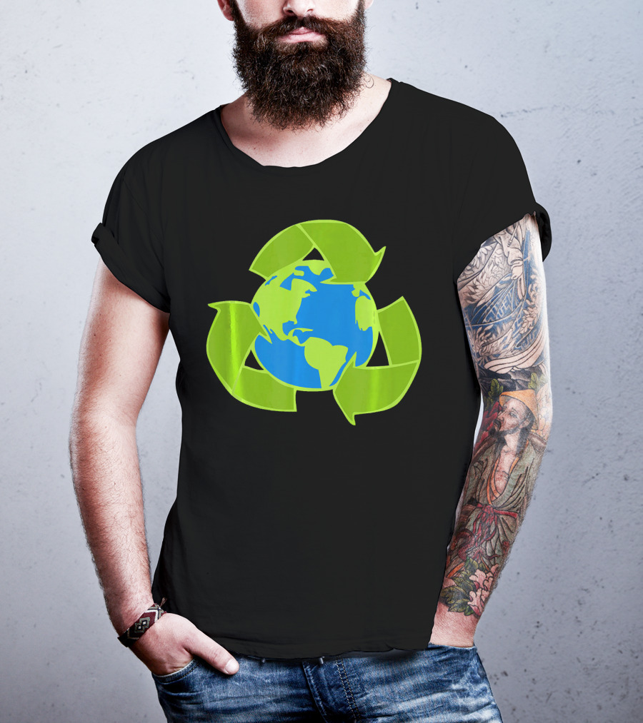 Planet Earth Recycle Symbol Env Eco-Friendly T-Shirt