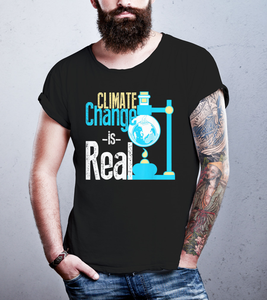 Climate Change Is Real Earth On Fire Scientific T-Shirt