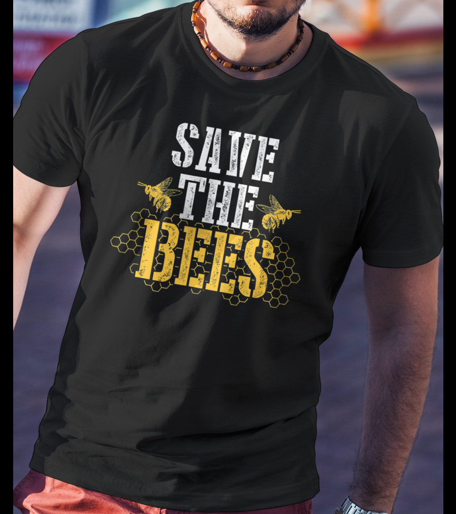 Save The Bees Honeycomb Earth Day Environmental Awareness T-Shirt