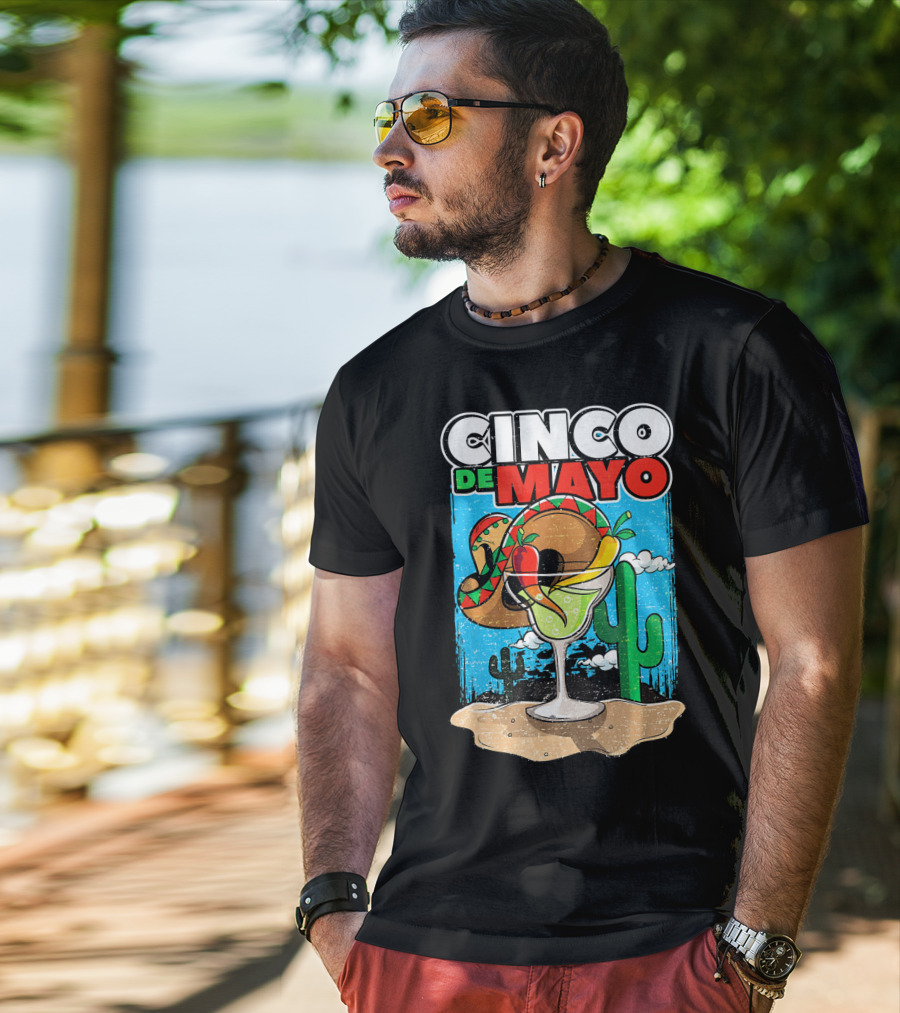 Cinco De Mayo Margarita Cactus Sombrero Fiesta T-Shirt