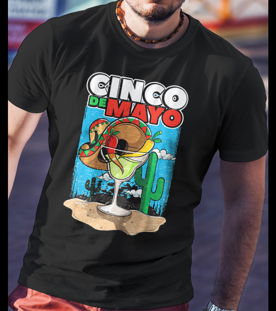 Cinco De Mayo Margarita Cactus Sombrero Fiesta T-Shirt