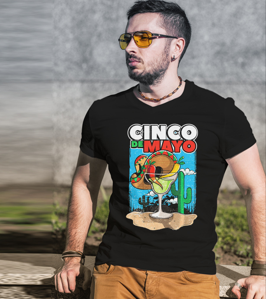 Cinco De Mayo Margarita Cactus Sombrero Fiesta T-Shirt