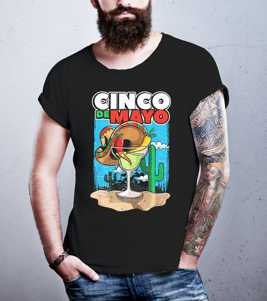Cinco De Mayo Margarita Cactus Sombrero Fiesta T-Shirt