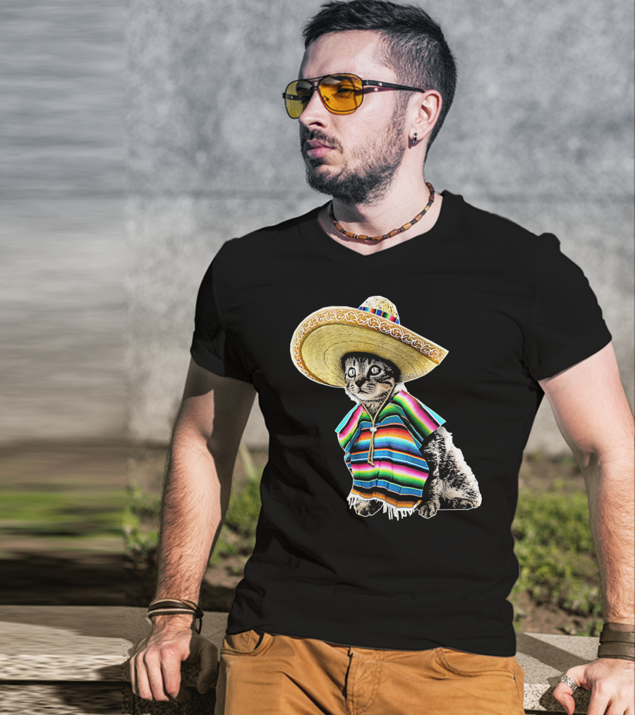 Cinco De Mayo Cat Sombrero Funny Fiesta Kitten T-Shirt