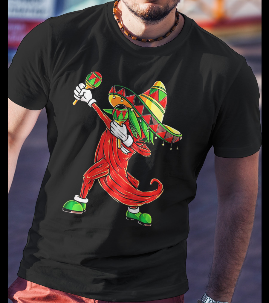 Dabbing Chili Sombrero Maracas Festival Fiery Dance T-Shirt