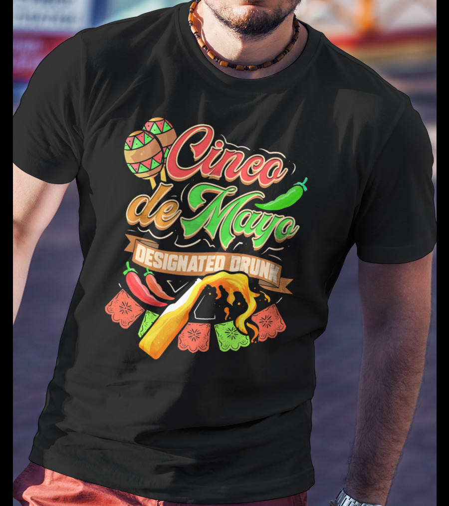 Cinco De Mayo Designated Drunk Peppers Beer Fiesta T-Shirt