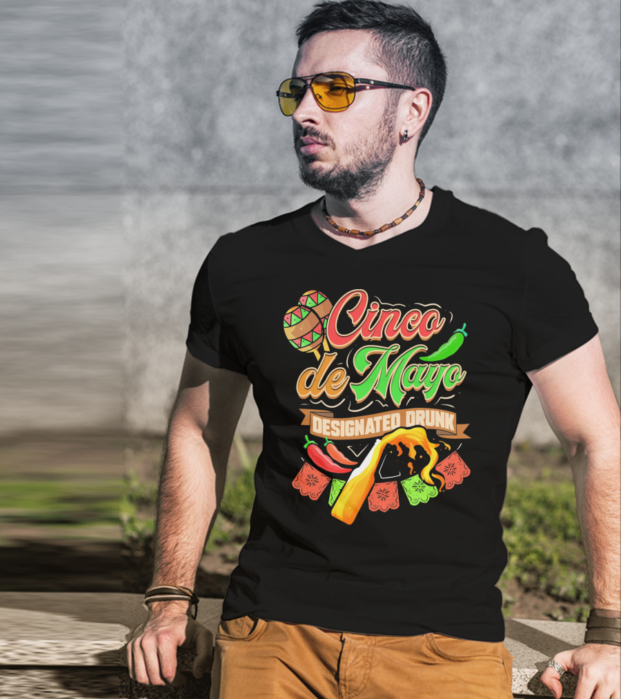 Cinco De Mayo Designated Drunk Peppers Beer Fiesta T-Shirt