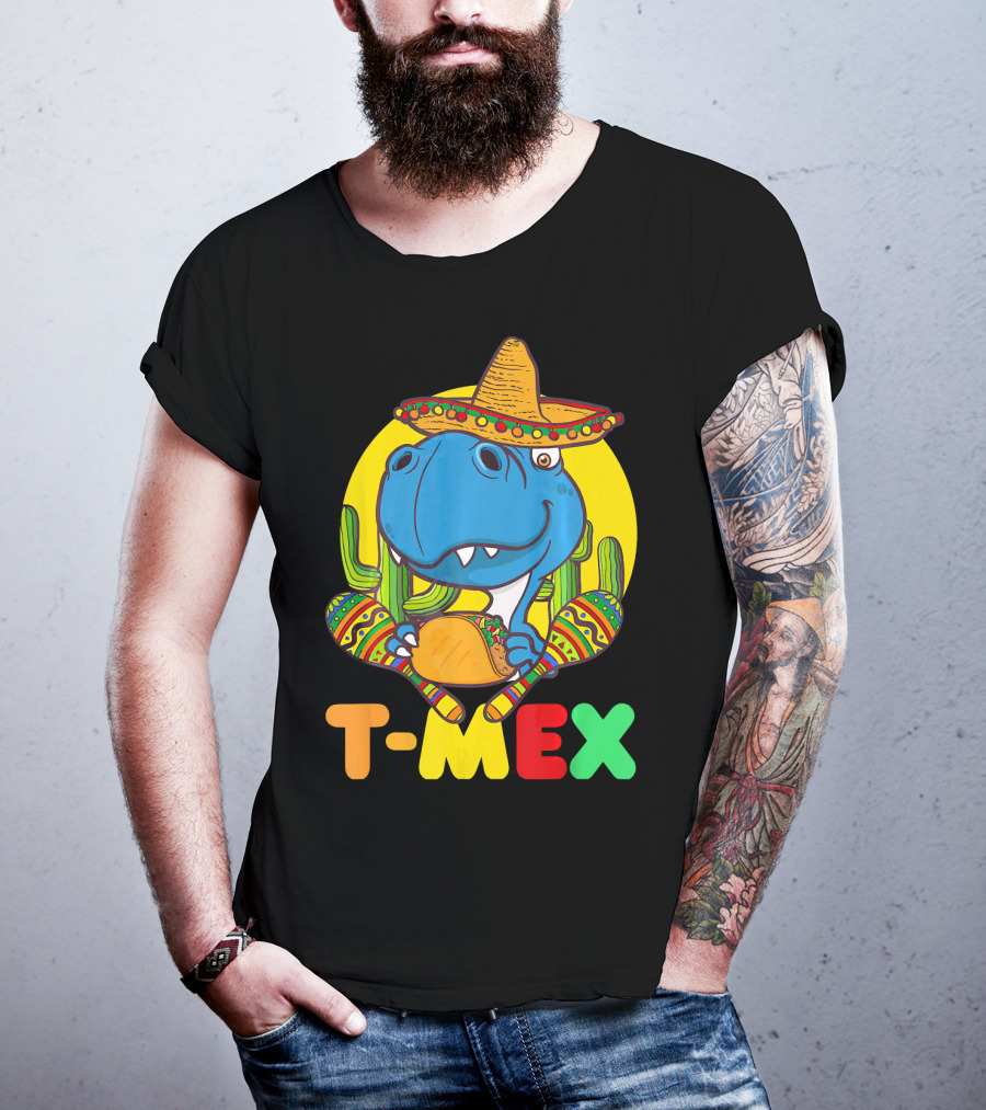 T-Mex Funny Cinco De Mayo Dinosaur Rex With Sombrero And Taco T-Shirt