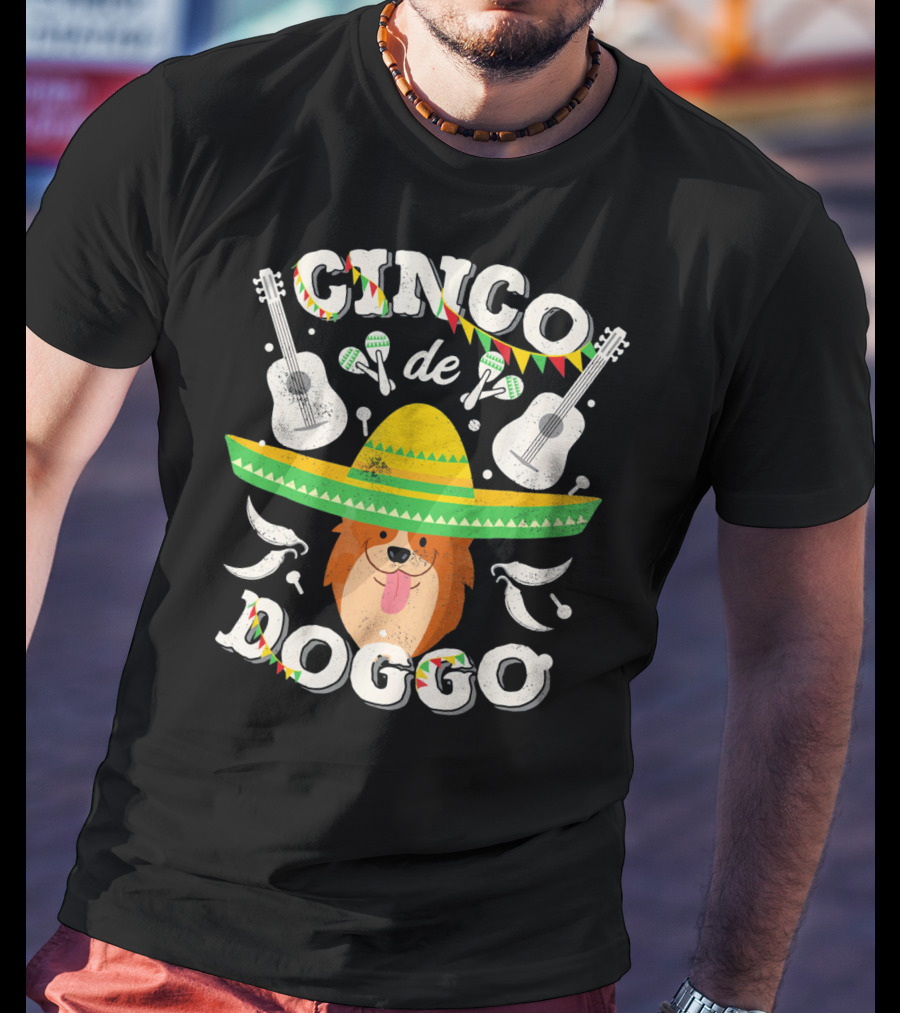 Cinco De Doggo Corgi Sombrero Guitars And Maracas T-Shirt