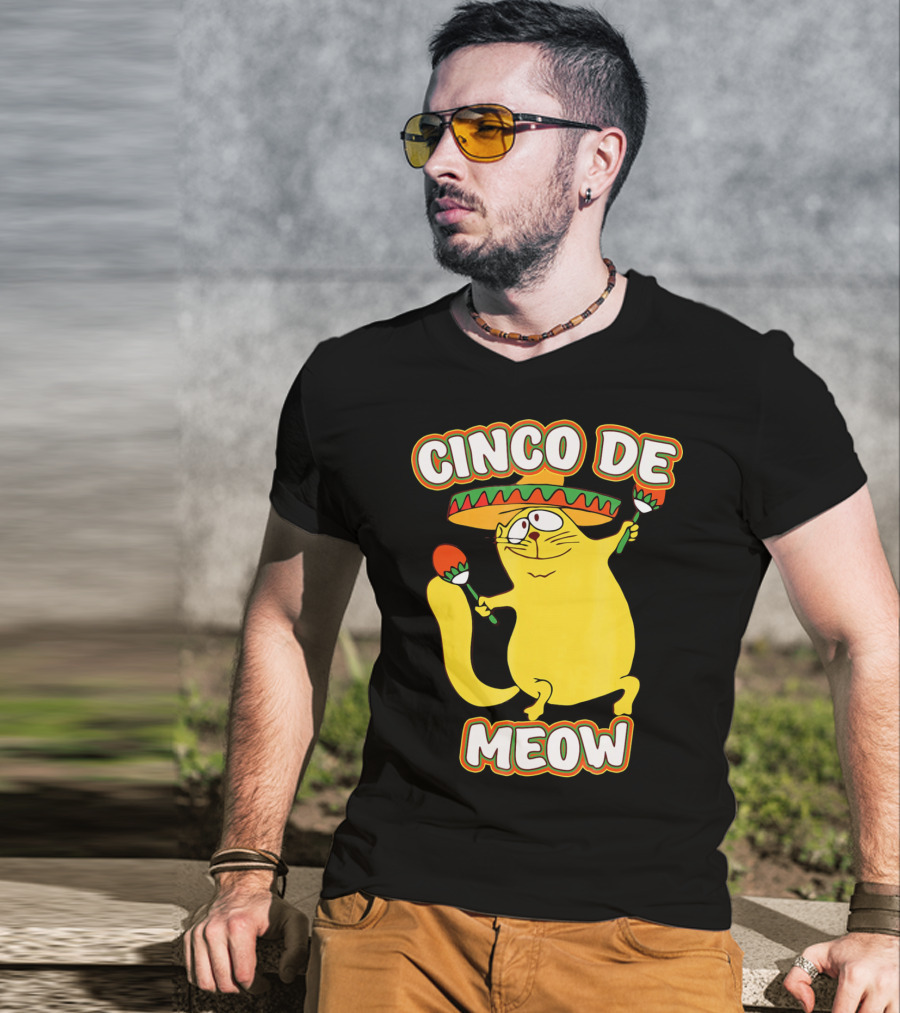 Cinco De Meow Funny Cat Lover Sombrero Party T-Shirt
