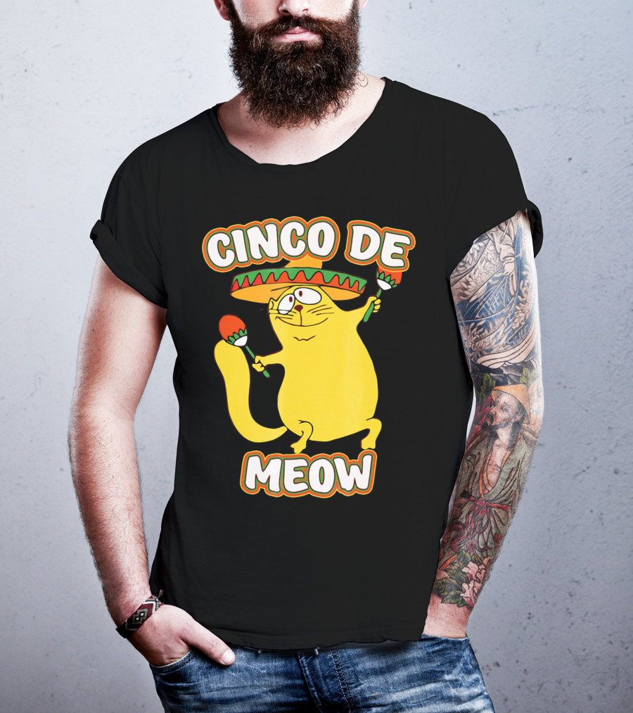 Cinco De Meow Funny Cat Lover Sombrero Party T-Shirt