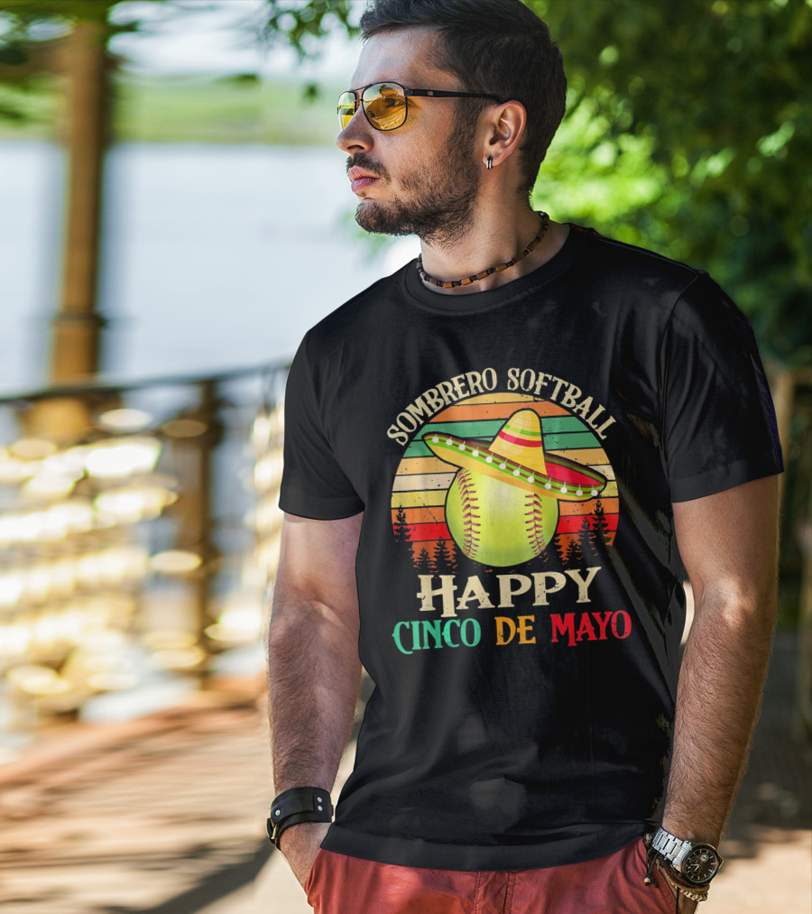 Sombrero Softball Happy Cinco De Mayo T-Shirt