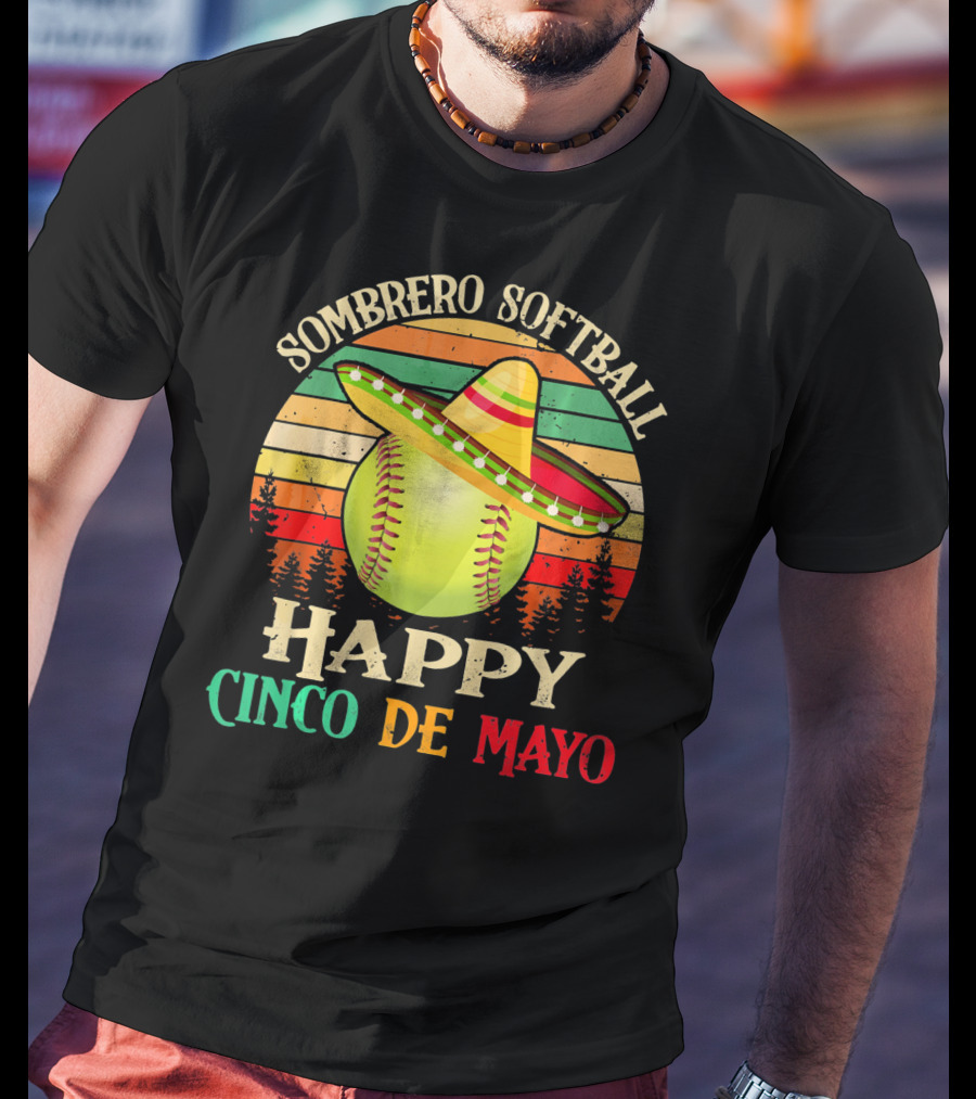 Sombrero Softball Happy Cinco De Mayo T-Shirt
