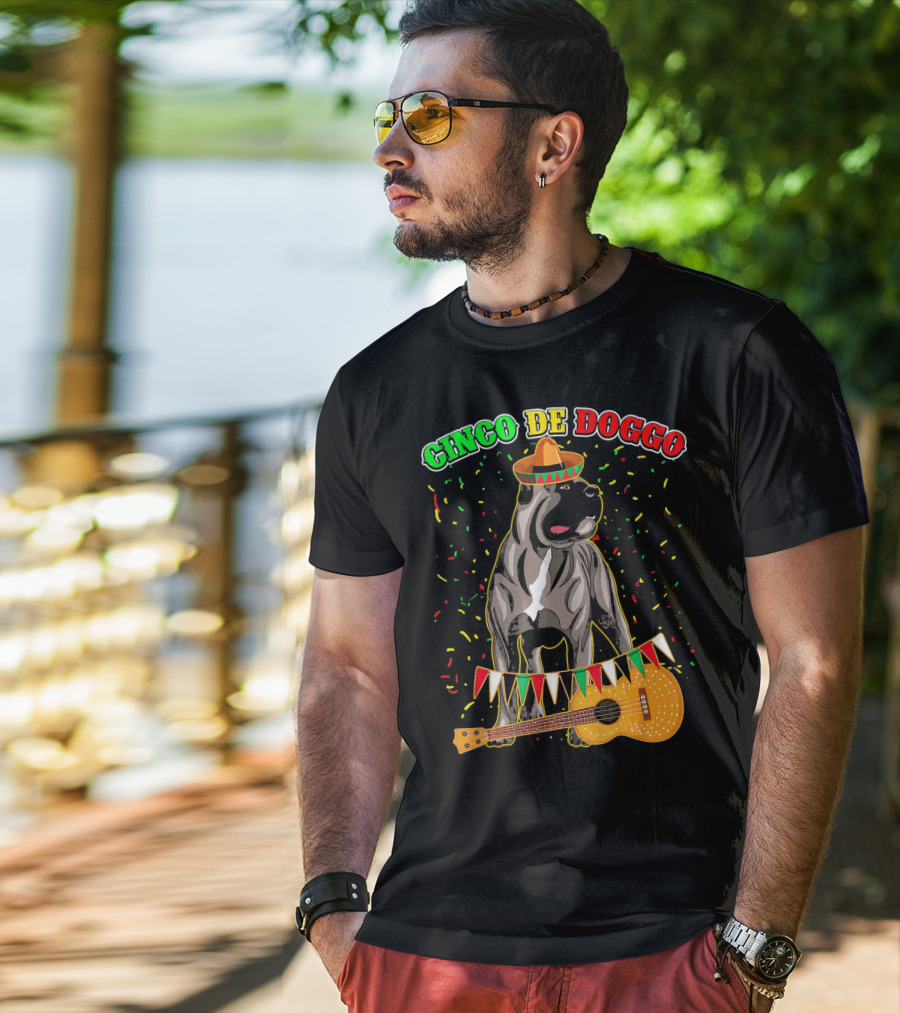 Cinco De Mayo Doggo Cane Corso Sombrero Guitar Festival T-Shirt