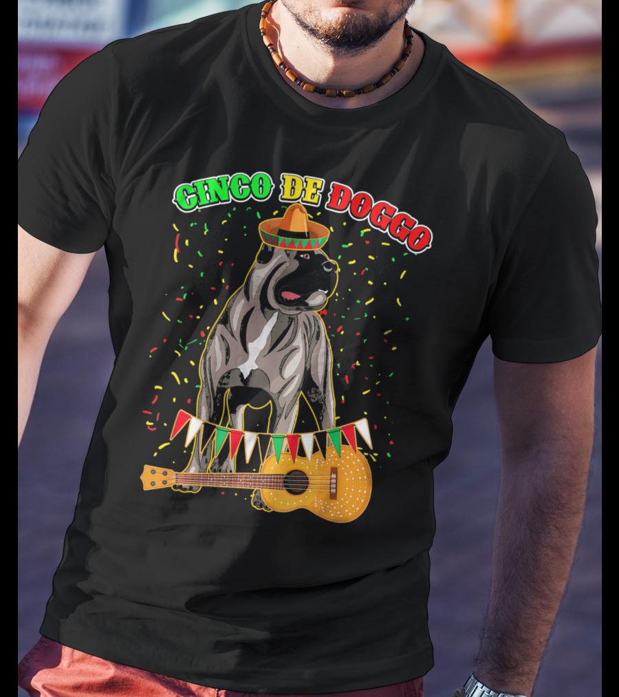 Cinco De Mayo Doggo Cane Corso Sombrero Guitar Festival T-Shirt