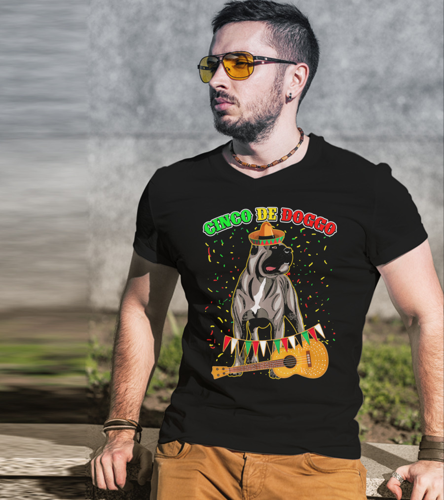 Cinco De Mayo Doggo Cane Corso Sombrero Guitar Festival T-Shirt