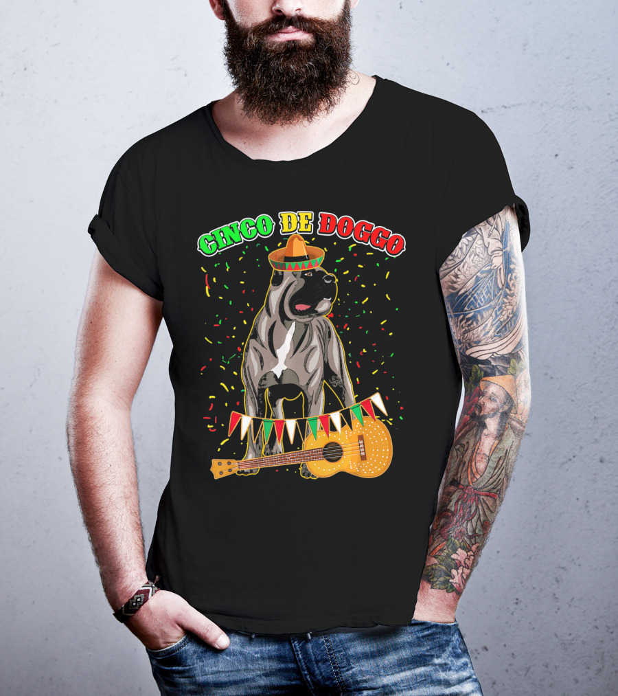 Cinco De Mayo Doggo Cane Corso Sombrero Guitar Festival T-Shirt