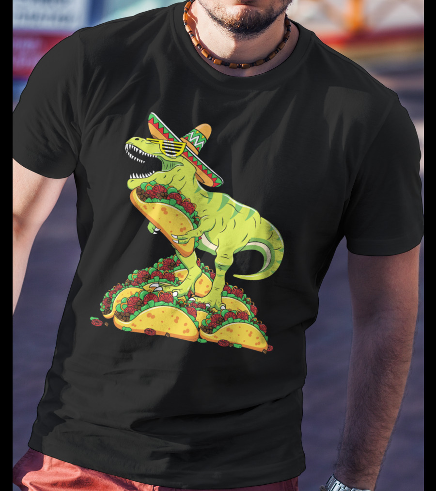 T Rex Sombrero Sunglasses Taco Cinco De Mayo Kids Boy T-Shirt