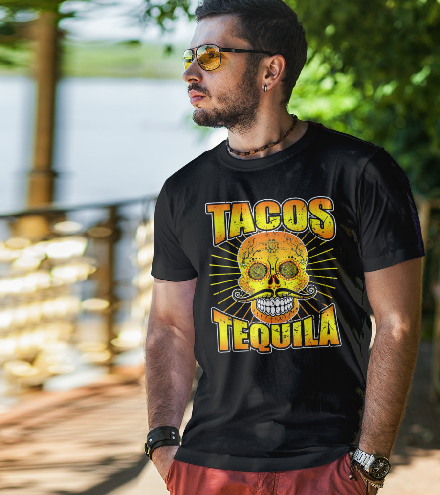 Tacos Tequila Sugar Skull Cinco De Mayo Day T-Shirt