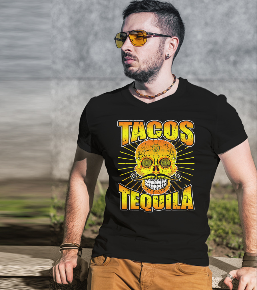 Tacos Tequila Sugar Skull Cinco De Mayo Day T-Shirt