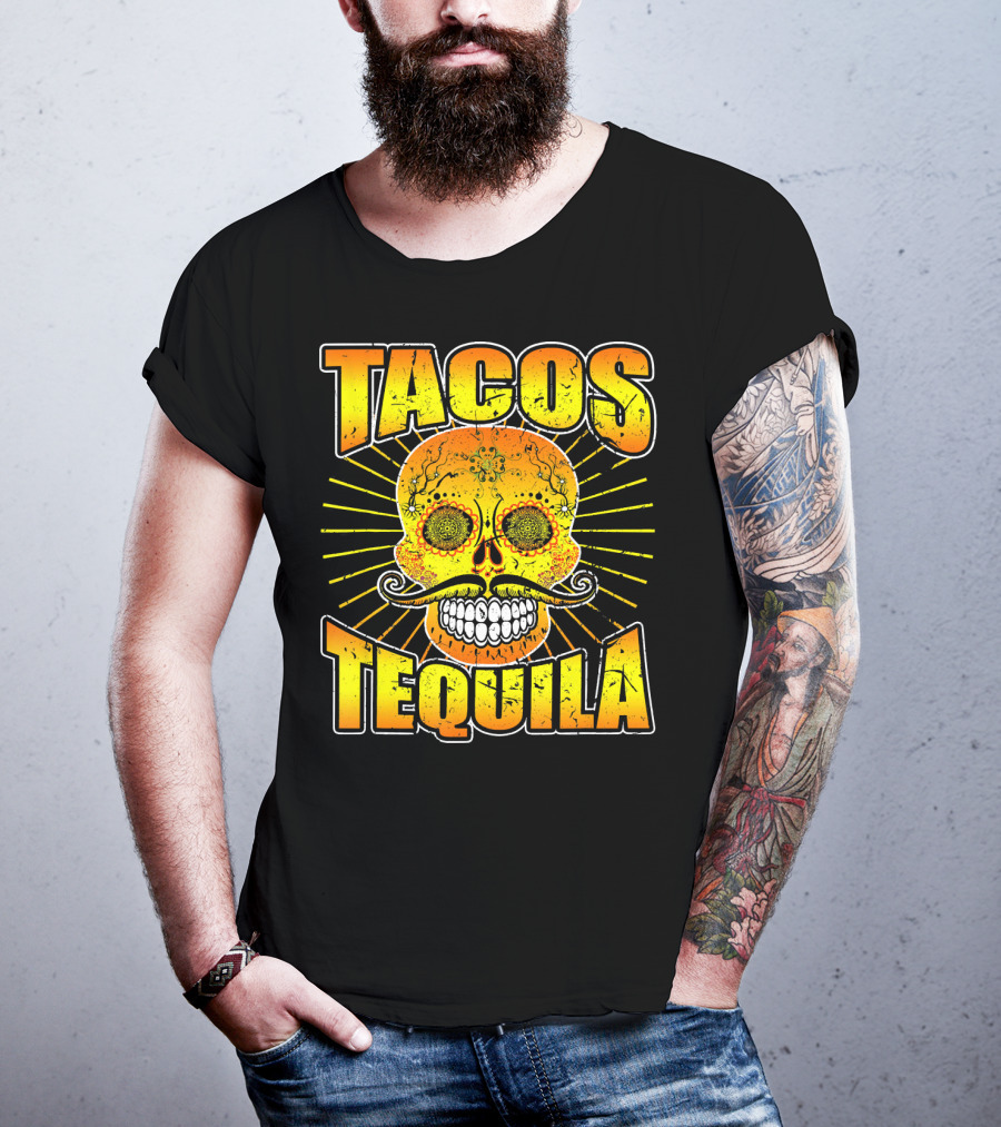 Tacos Tequila Sugar Skull Cinco De Mayo Day T-Shirt