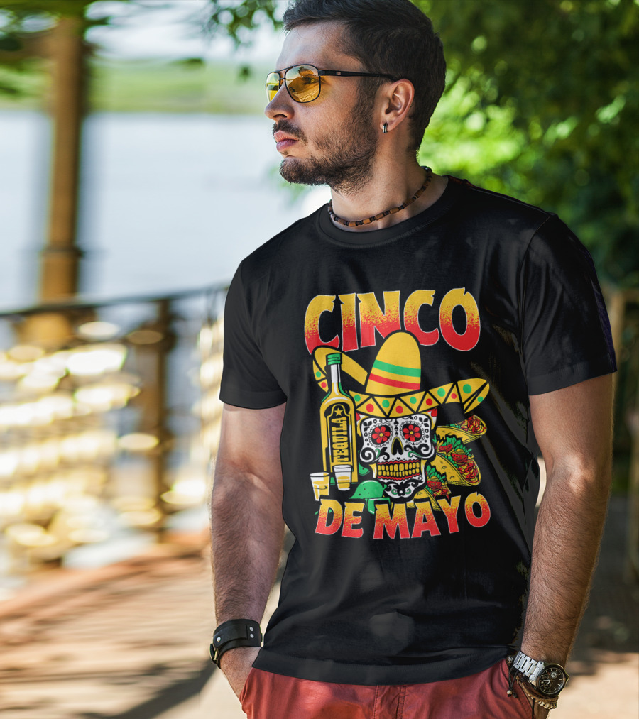 Cinco De Mayo Fiesta Tequila Sombrero Skull Tacos Party Fun T-Shirt