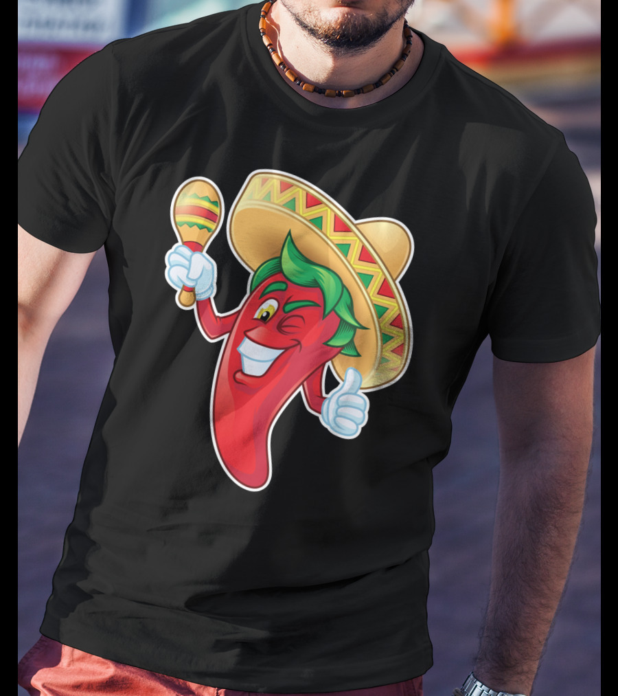 Funny Jalapeno Sombrero Maracas Cinco De Mayo T-Shirt