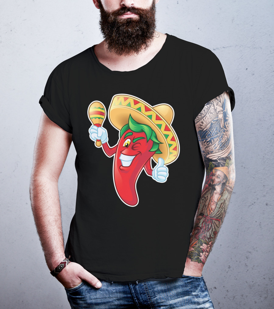 Funny Jalapeno Sombrero Maracas Cinco De Mayo T-Shirt
