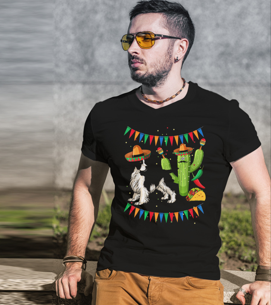 Sombrero English Springer Spaniel Dog With Cactus And Taco Fiesta T-Shirt