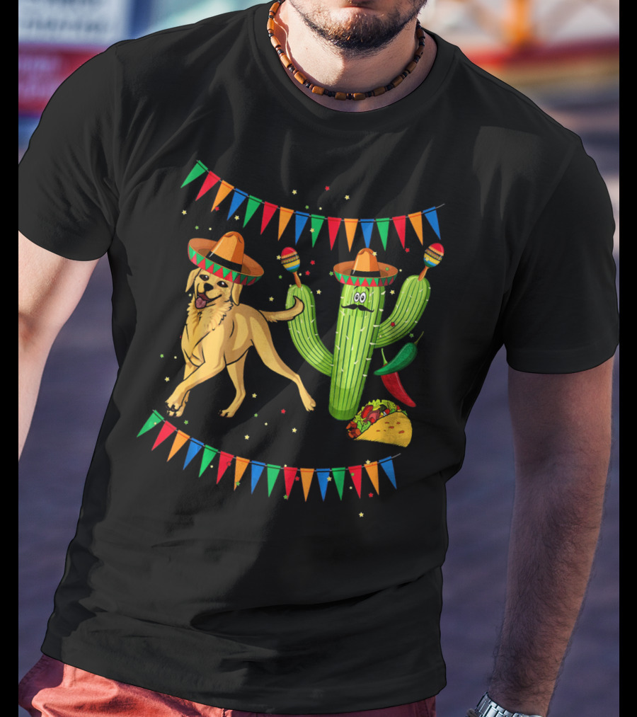 Sombrero Labrador Retriever Cactus Maracas Mexico Fiesta Taco T-Shirt