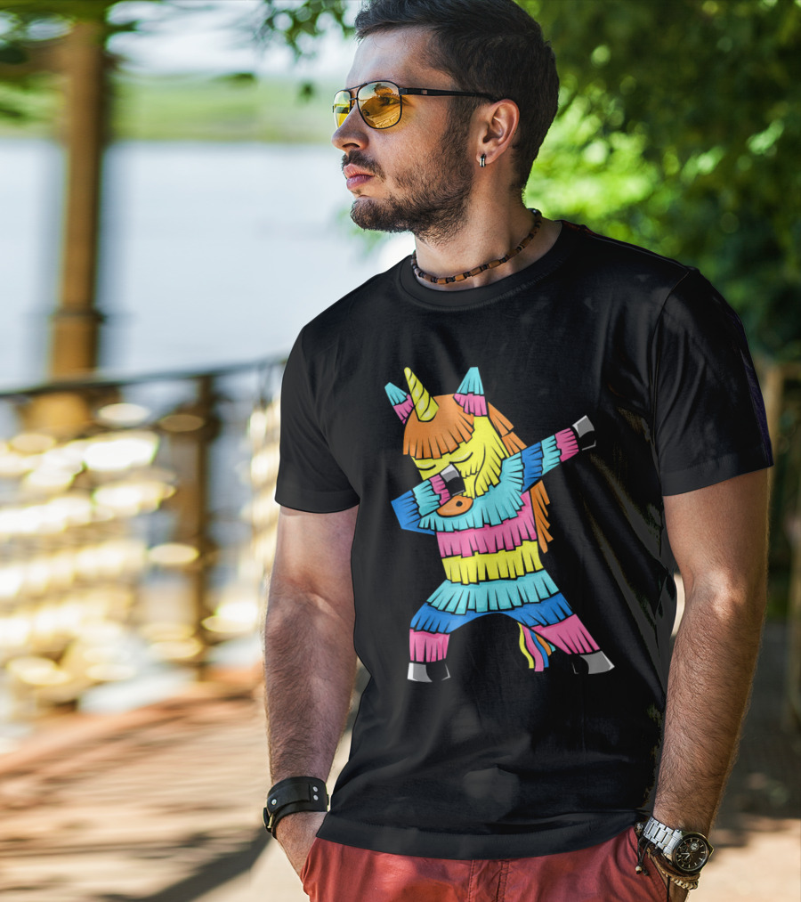 Cinco De Mayo Unicorn Dabbing Colorful Pinata Fun T-Shirt