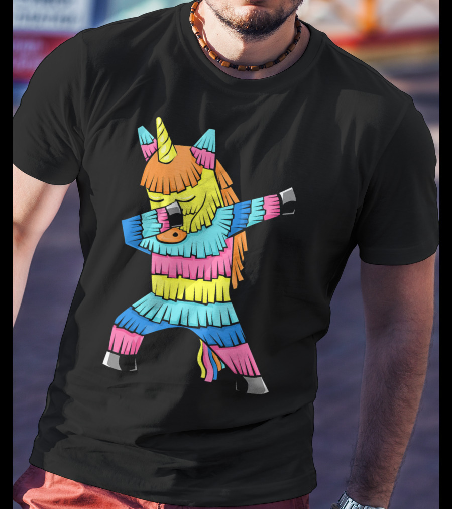 Cinco De Mayo Unicorn Dabbing Colorful Pinata Fun T-Shirt